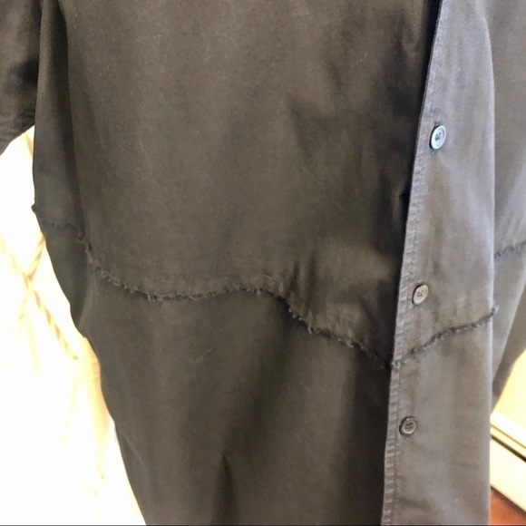 Reaction Kenneth Cole Shirt Black Button Up Short Sleeves Frayed Men's Large - Picture 4 of 16